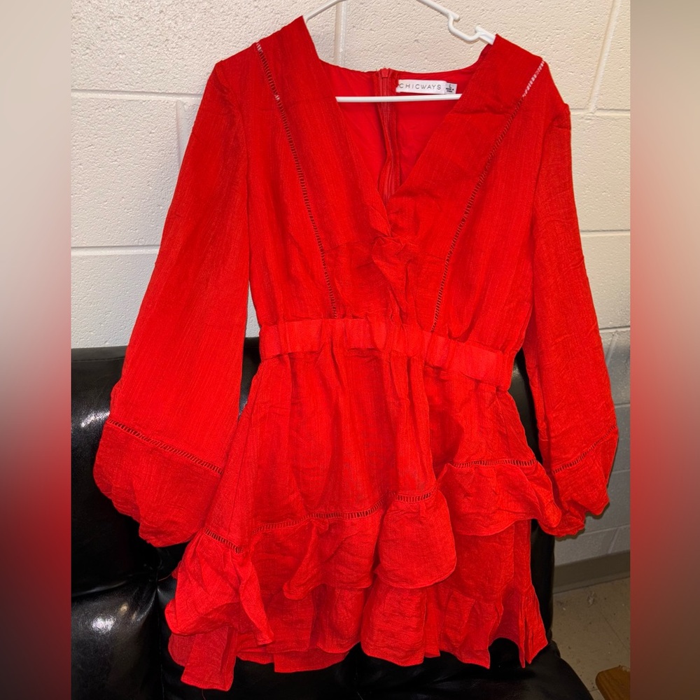 Chicwish Red Ruffled Mini Dress